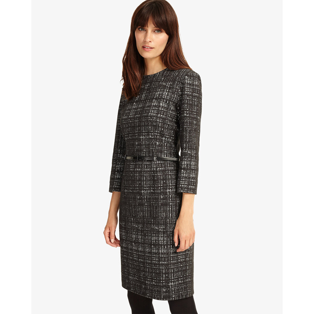 Phase Eight Tabatha Textured women belted Dress In Charcoal Grey Size 4US (8 UK)